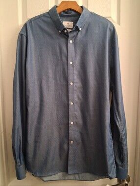 Ryan Seacrest Distinction Blue Long Sleeve Button Down 17.5